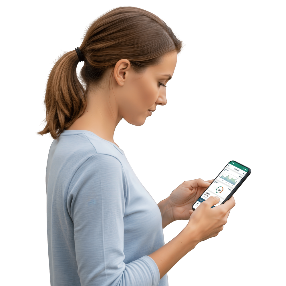 Prestadora usando o app Aquii Tem no celular